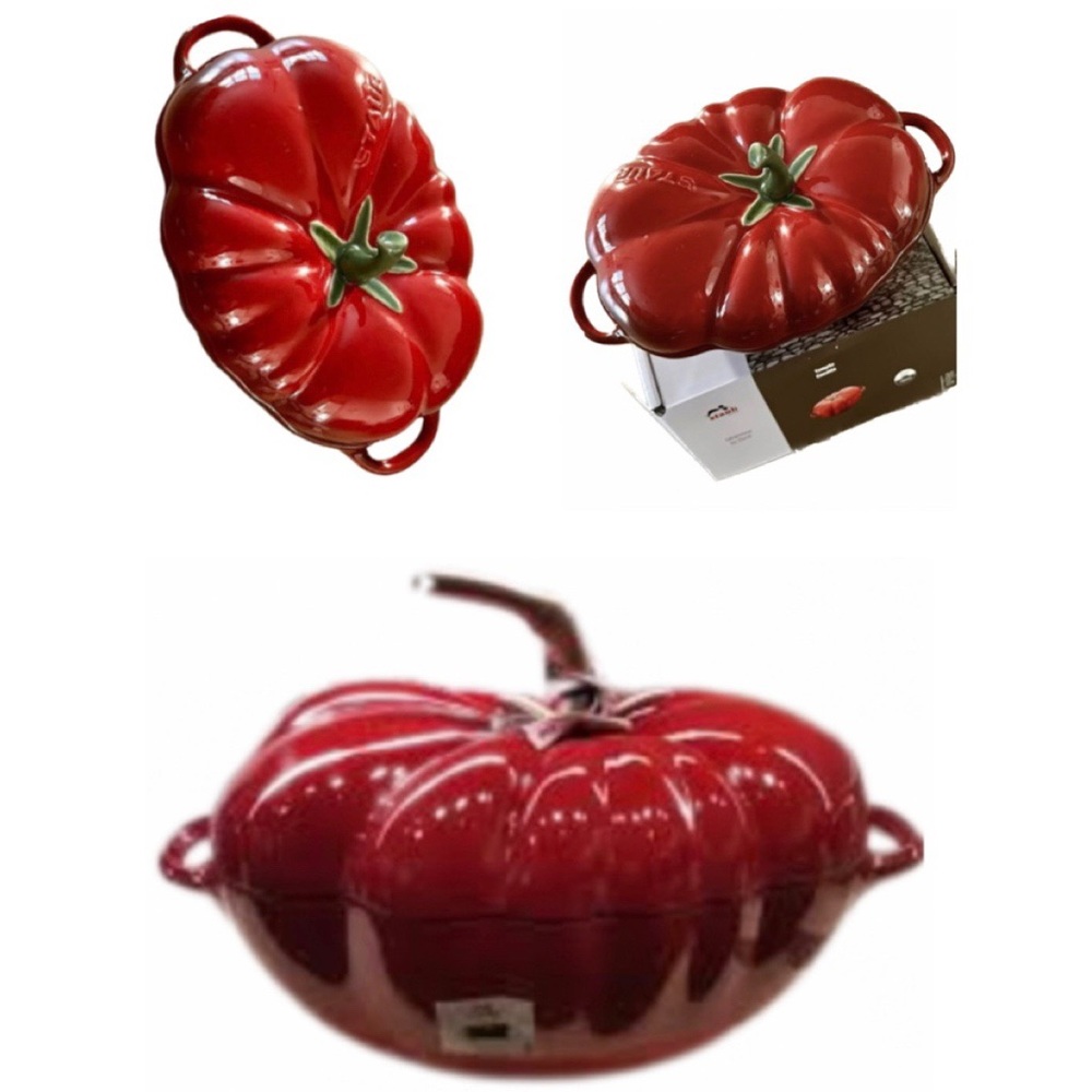3pc Staub Set - XL Cast Iron Cocotte plus 2 Petit Tomato Cocottes